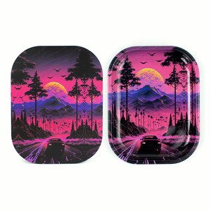 RTS Low MOQ Smoke Shop Venta al por mayor Desert Forest Metal Rolling Tray con tapa 18x14cm Accesorio para fumar Bandeja para tabaco - Product Image 2