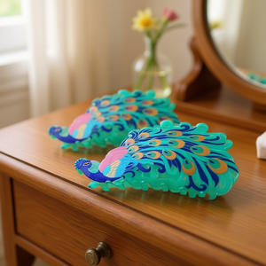 Fermacapelli in acrilico a forma di pavone, 600 pezzi in scatola, accessori per capelli alla moda da donna - Product Image 3