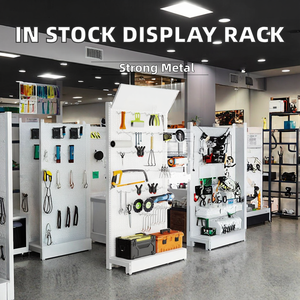 Modern for Powder Coated Metal Pegboard Display <b>Stand</b> Rack with Easy Assembly for Indoor Use - Product Image 2
