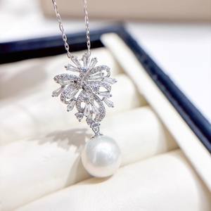 Colgante de Plata DIY 31415 con Cuentas S925 de 10-15 mm, Soporte Vacío para Botones de 4 mm, Accesorio para Collar, Perla Perfecta, Fornituras de Joyería - Product Image 3