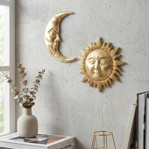 Esculturas Abstractas de Resina Personalizadas de <span class=keywords><strong>Sol</strong></span> <span class=keywords><strong>y</strong></span> <span class=keywords><strong>Luna</strong></span> para Decoración de Pared de Sala de Estar Moderna, Regalos - Product Image 1