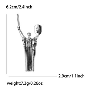 Broche con <span class=keywords><strong>Estatua</strong></span> de la Patria de <span class=keywords><strong>Ucrania</strong></span> con Espada y Tridente para Hombres y Mujeres, en Oro y Plata Antiguos - Product Image 4