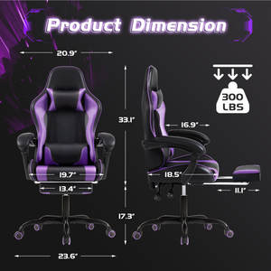 Silla Gamer Ergonómica Reclinable AJUNION de Piel Sintética Silla Giratoria con Reposapiés y Soporte Lumbar Silla de Oficina Estilo Carreras - Product Image 2