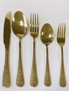 Luxury Durable Stainless Steel <strong>Cutlery</strong> Set With Hammered Handle Gold Flatware For Presents-Classic Style Custom Box Packaging - Product Image 5