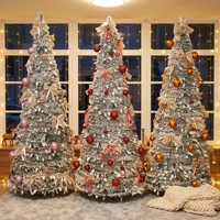 2027 Großhandel Hochwertiger 150CM-210CM Ausziehbarer Faltbarer PVC-Weihnachtsbaum mit Beleuchtung für Weihnachten und Feiertage zu Hause