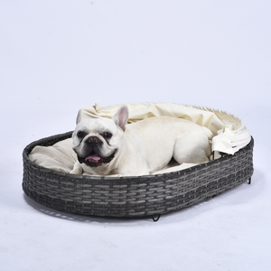 Cama Grande para Mascotas de Mimbre con Cubierta, Sofá para Perros con Toldo Extraíble, para Todas las Estaciones, Interior y Exterior, para Perros Grandes, con Logotipo Personalizado - Product Image 5