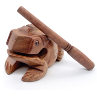 Frog Guiro Rasp - Small Instrument Musical Wooden Percussion Wood Block Instrument of Frog Noise Maker Made From Nature Wood