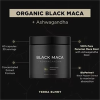 Extrait concentré de racine de Maca noire, extrait de racine d'Ashwagandha, extrait de fruit de poivre noir, capsules, 60 unités, complément alimentaire
