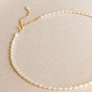 Collar de perlas de agua dulce, Gargantilla de perlas delicadas - Product Image 3