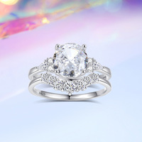 Ensemble de bagues de fiançailles personnalisées en moissanite pour femme, 2 carats, couleur D, VVS, argent sterling 925, avec certificat