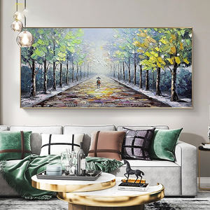 Cadre en toile 100%, peinture à l'huile peinte à la main, Art mural abstrait moderne, bois vert, rue, art mural, paysage - Product Image 5