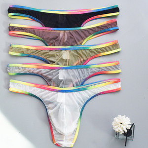 HL082 <span class=keywords><strong>per</strong></span> Uomo Europeo e Americano Taglia Grande, Sexy <span class=keywords><strong>Perizoma</strong></span> Trasparente in Nylon Arcobaleno, Sportivo, ad Asciugatura Rapida, Traspirante e Confortevole - Product Image 3