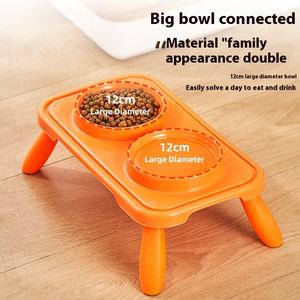 Bol pour animaux de compagnie en plastique PP à angle incliné sain, hauteur de 4,72 pouces, deux compartiments, protégeant la colonne cervicale pour les chiens de petite et moyenne taille, facile - Product Image 2