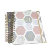 Planificateur mensuel de luxe et organisateur de budget feuille d'or spirale fil reliure couverture en tissu cahiers et planificateurs-pour utilisation cadeau