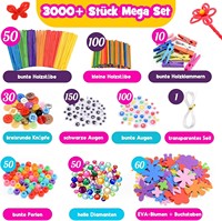 Ensemble de 3000 pièces de matériel créatif pour pompons faits main, jouets à coller, kit d'artisanat pour filles de 4 à 9 ans, cadeaux de Pâques pour enfants de 3 à 9 ans