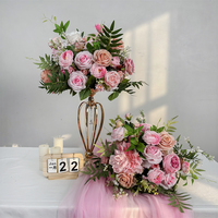 Boule florale populaire en soie artificielle rose, boule de fleurs artificielles en soie pour la décoration de centre de table de mariage