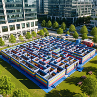 Labyrinthe gonflable géant 100x100ft Outdoor Fun City Custom Gonflable Amusement Park Large Commercial Playground Party Events