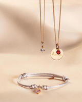 Bracelet ajustable en cordon satiné avec breloque pierre de naissance, en acier inoxydable plaqué or 18 carats PVD, avec breloque zircon et pierre CZ, bijoux personnalisés