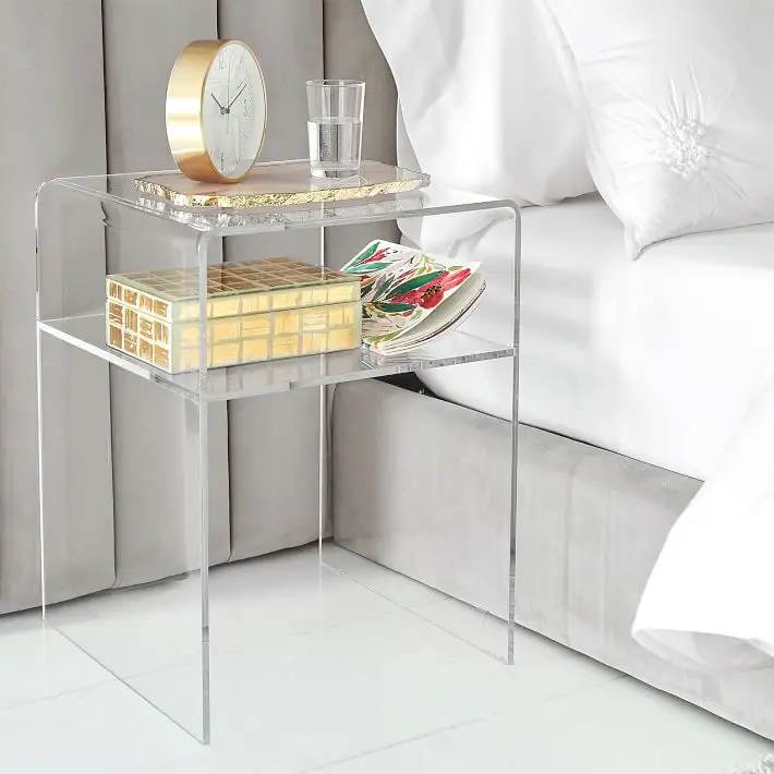 Modern akrilik komidin oturma odası mobilya masa