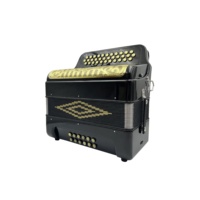 SEASOUND OEM Accordéon 34 Boutons 12 Basses 3 Registres Noir Brillant Grille Dorée Boutons Dorés Instrument Acrodeon JB3412C