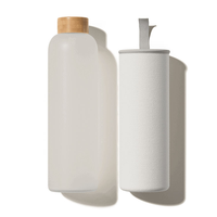 Bouteille en verre borosilicate réutilisable écologique grande capacité 500 ml avec couvercle en bambou portable et manchon en néoprène sans BPA