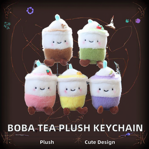 Peluche de 13 cm, suave, con forma 3D, estilo dibujos animados, de té de burbujas Boba, frutas y café con leche, con luz, para llavero y colgante de bolso - Product Image 6