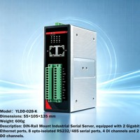 Equipo Industrial de Riel DIN, 1 Puerto RS232 485, Transmisión Transparente, Servidor/Cliente TCP, UDP 10/100, Serial a Ethernet