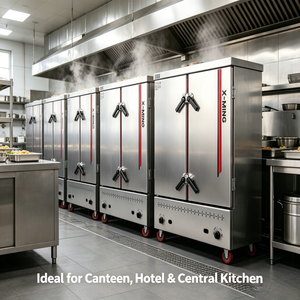 Vaporiera Elettrica a Gas a Doppia Alimentazione, Armadio per Cottura a Vapore in Acciaio Inox SUS304, <span class=keywords><strong>Forno</strong></span> Professionale per Riso e Frutti di Mare con Vassoi Solidi Forati - Product Image 2