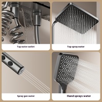 Ensemble de douche en aluminium massif avec affichage numérique, touches de piano et éclairage d'ambiance LED, pour salle de bain avec pommeau de douche effet pluie