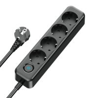 Soket USB daya ekstensi Eropa 4 arah dengan kabel ekstensi 6,6 kaki untuk perlengkapan kamar asrama