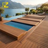 Couverture de piscine coulissante motorisée sur mesure, terrasse à charge lourde, base en alliage 6063, revêtement de sol en aluminium emboîtable pour cour arrière