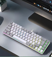 Clavier mécanique mini K701 60 % 68 touches, filaire USB, avec câble séparable, rétroéclairage RGB bicolore, étanche, pour le gaming