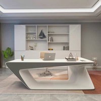 Option de couleur Mobilier de bureau CEO sur mesure en forme de L Table de bureau ergonomique en pierre de Corian Bureau exécutif réglable