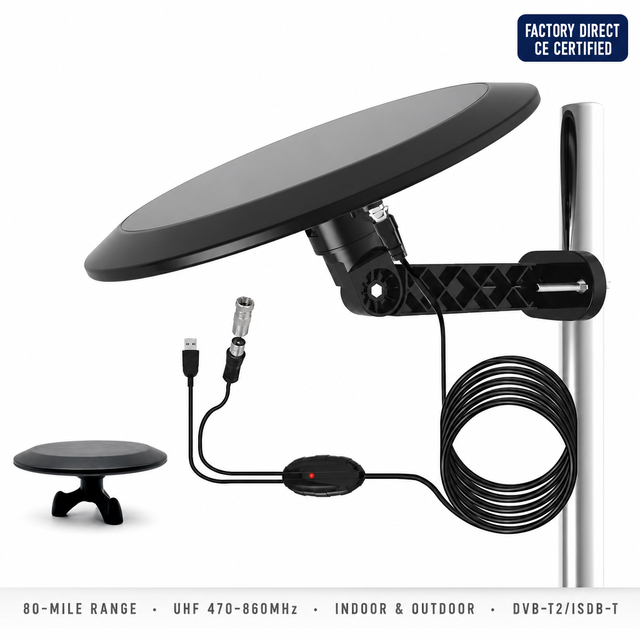 Factory OEM 50-80 Miles Indoor Outdoor HDTV Antena Digital DVB-T2/ISDB-T Amplifier Free Channels TV Antenna Wholesale
