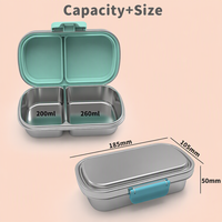 Boîte à lunch pratique à double compartiment en acier inoxydable 304, adaptée aux étudiants, aux employés de bureau et à diverses autres utilisations.