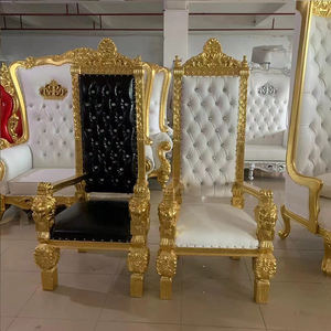 Chaises de trône d'or moins chères de roi et de dos haut chaise de mariage de luxe royale pour le banquet de chaise d'hôtel antique de marié et de mariée - Product Image 3