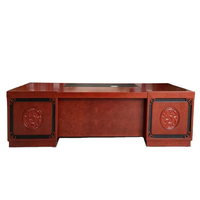 Bureau de direction modulaire en bois massif et verre, grand format, moderne, brun rougeâtre, sain, pour bureau de PDG