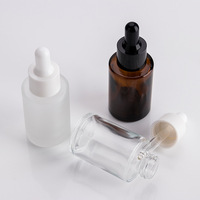 Flacon compte-gouttes en verre ambré dépoli transparent à épaule plate 20ml 30ml 50ml 100ml pour huiles essentielles et sérums, avec pipette, certifié GMP, sérigraphié