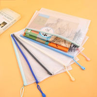 Organisateur de papeterie portable en PVC imperméable BGZD, pochette de documents en maille PP avec fermeture éclair, format A4, transparente, personnalisable