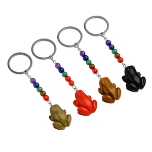 Colgante de cristal de cuarzo natural con diseño de rana, 7 <span class=keywords><strong>chakras</strong></span>, cadena, llavero, artesanía, joyería, decoración para bolsos de fiesta, regalo - Product Image 6