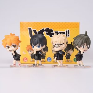 Figurines d'action Anime en promotion : Équipe de volley-ball du lycée <span class=keywords><strong>Karasuno</strong></span> Haikyuu - Figurines de salutation en se retournant, lot de 4 pièces, figurines surprise à collectionner - Product Image 1