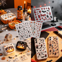 Autocollants 5D en relief pour ongles, motif toile d'araignée et crâne d'Halloween, imperméables, non toxiques, auto-adhésifs, pour fêtes effrayantes
