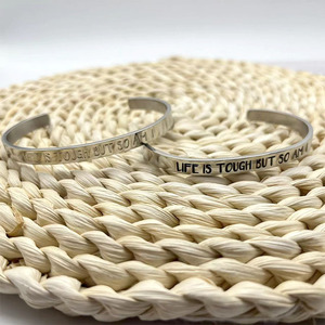 Pulsera inspiradora con letras en inglés, plata tibetana, regalo para mujer, joyería YM-0318 - Product Image 1
