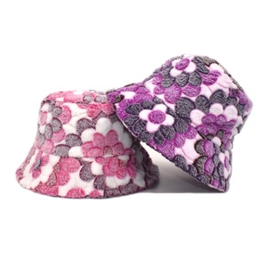 Fashion <b>Lady</b> Solid Thickened Soft Warm Fishing Cap Outdoor Vacation Flower Cap Faux Fluffy Furry Fur <b>Winter</b> Bucket <b>Hat</b> for Women - Product Image 5