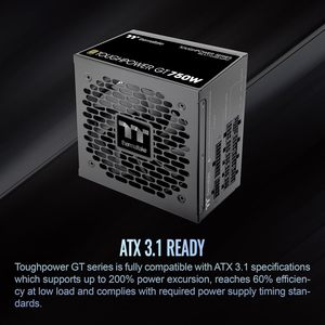 <span class=keywords><strong>Thermaltake</strong></span> Toughpower GT <span class=keywords><strong>750W</strong></span> แหล่งจ่ายไฟ3.1 ATX <span class=keywords><strong>80</strong></span> + ประสิทธิภาพทองตัวเชื่อมต่อ5.1 PCIE 300W พัดลมพื้นเมือง - Product Image 6