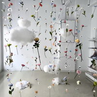 Kit de fleurs suspendues personnalisées en gros, ensemble de fleurs de plafond DIY, guirlande de décoration murale de fleurs flottantes pour mariage 83006