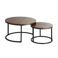 Table basse contemporaine ronde en bois de chêne avec structure en métal doré, design moderne pour la décoration de la maison, pour le salon ou le bar