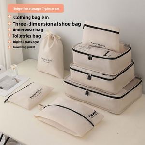 Fashion Seven-Piece Packing Cubes Travel <b>Storage</b> Bag Set Waterproof Zipper Closure for <b>Suitcase</b> Classification Clothes/Shoes - Product Image 6