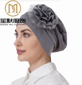 新着乱雑リネンガーゼプレートフラワーキャップベースキャップムスリムターバンキャップ在庫あり - Product Image 5