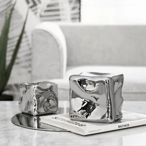 Interieur Modern Nordic Tisch Silber Zubehör Luxus Metall Stil Keramik Kunst handwerk Home Decor Stücke
